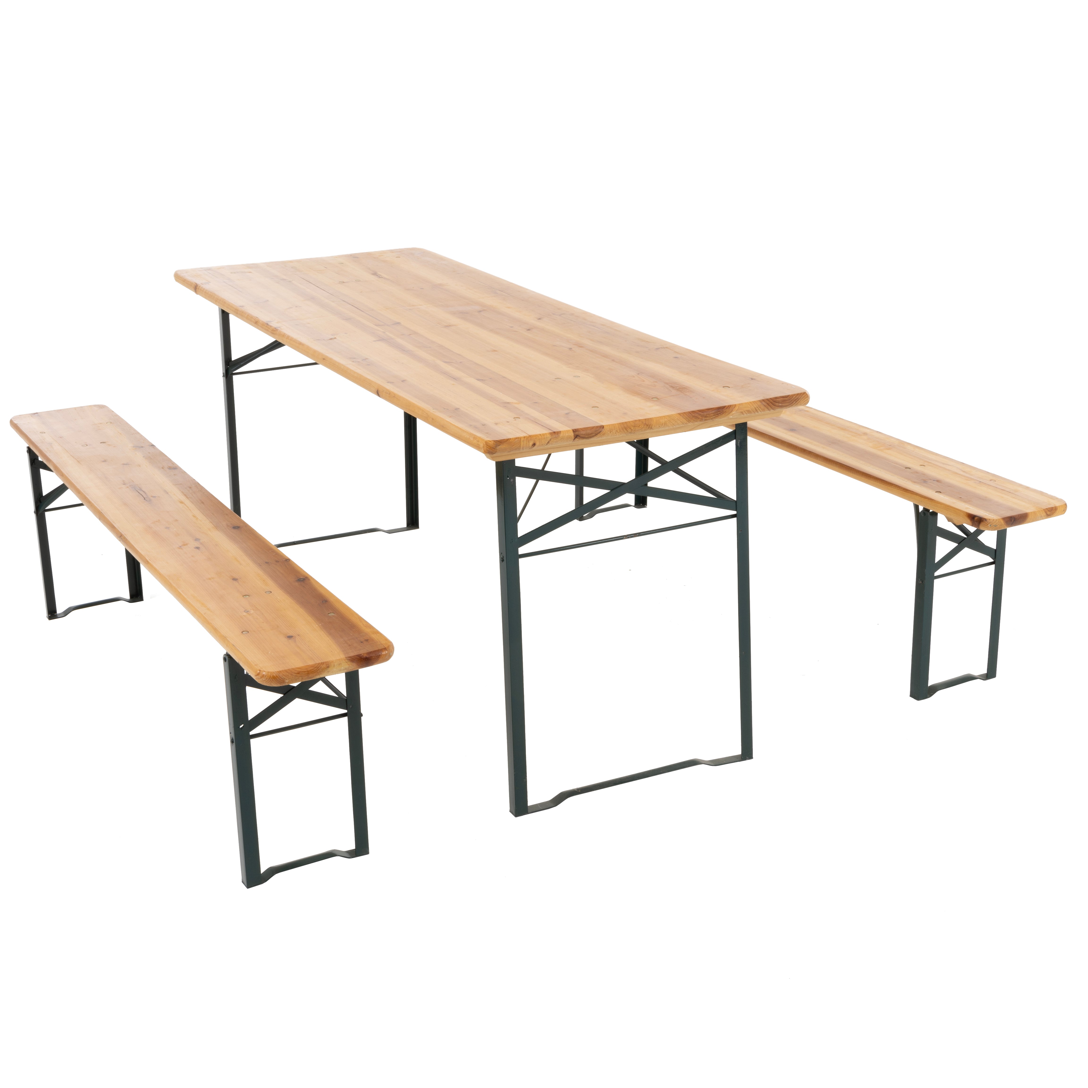 VESTIAMO CASA GIARDINO - Set Birreria da giardino con Tavolo e 2 panchine Pieghevoli